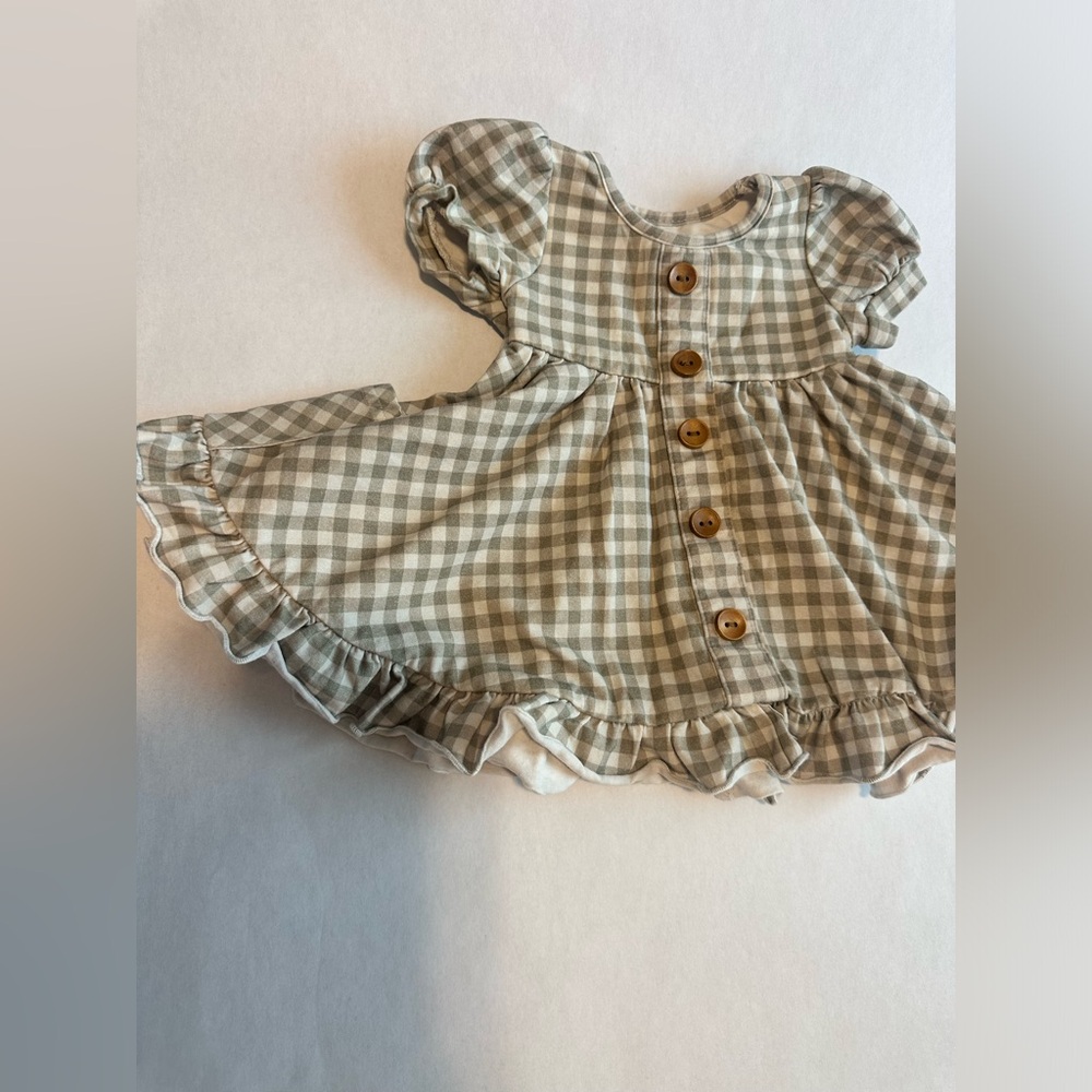 Newborn SweetHoney Sage Gingham Button-Front Dress